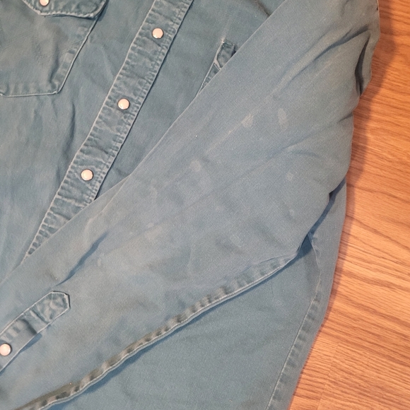 Heavy Blue Button-Down Shirt - Vintage Wrangler - Picture 3 of 9